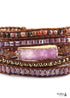 Boho Bracelet, RH 5 Layers Leather Wrap Bracelet, Natural Stones, Gold Purple Sapphire